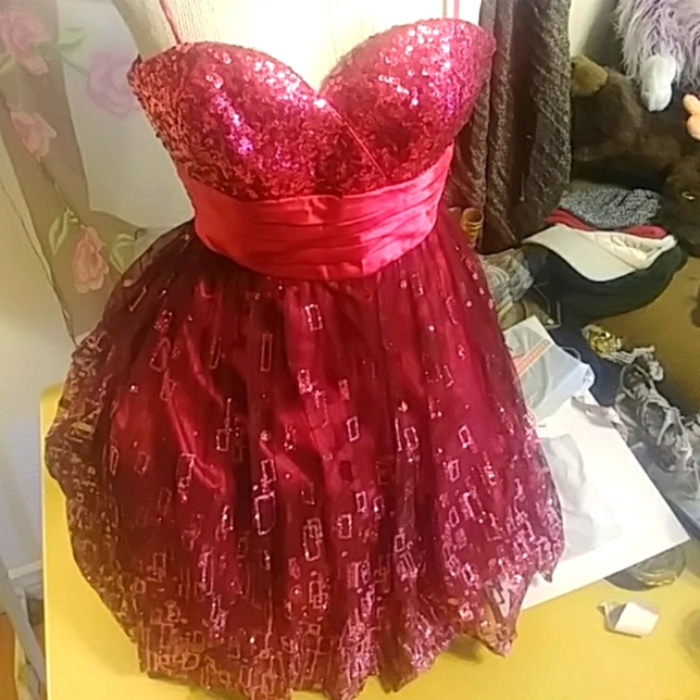 PARTY dress Sparkle Glitter sz Sm B10 spaghetti strap padded lined MASQUERADE